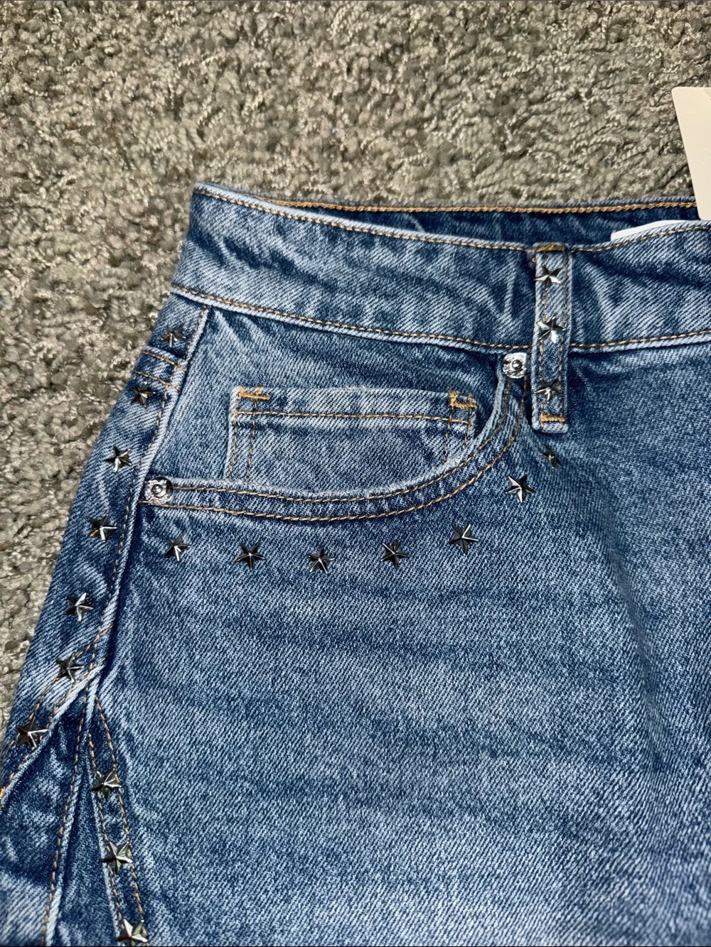 Altar'd State Blue Denim Mini Skirt with Stud Detail NEW (M)